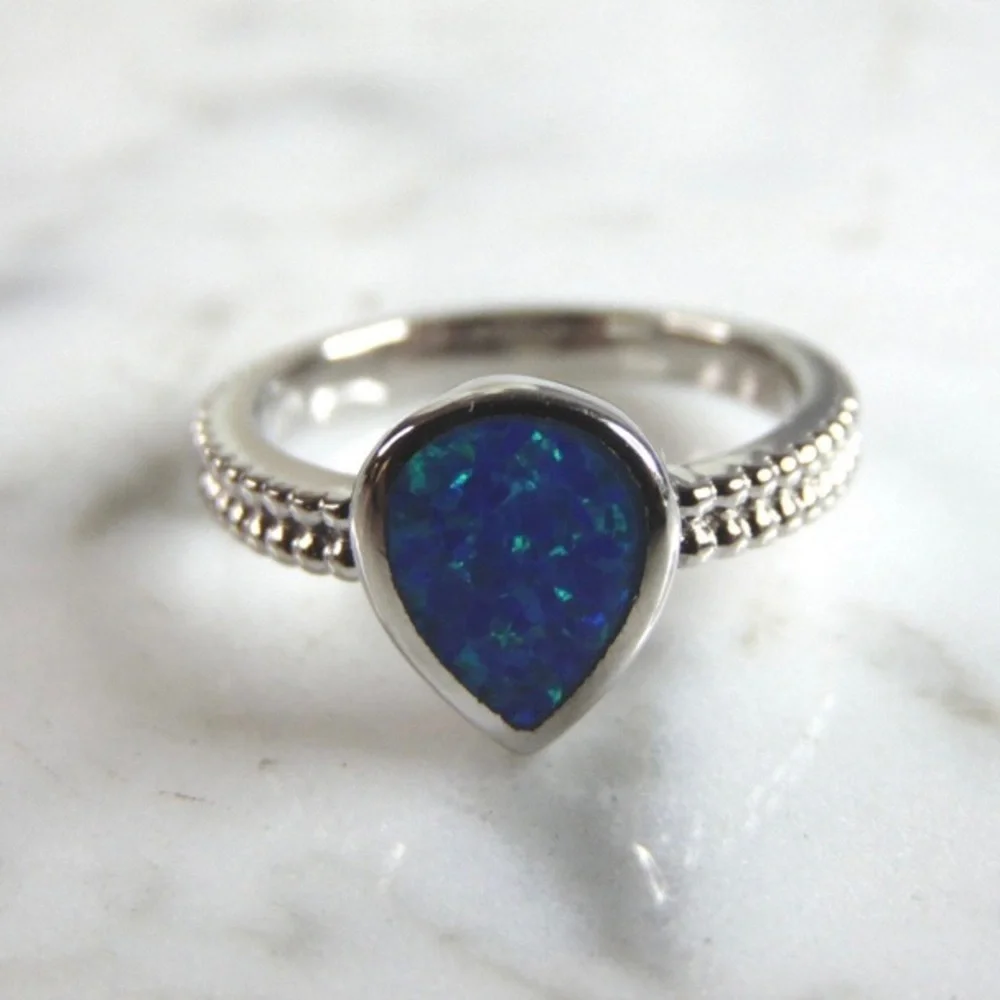 Womens Sterling Silver‎ Modernist Opal Ring